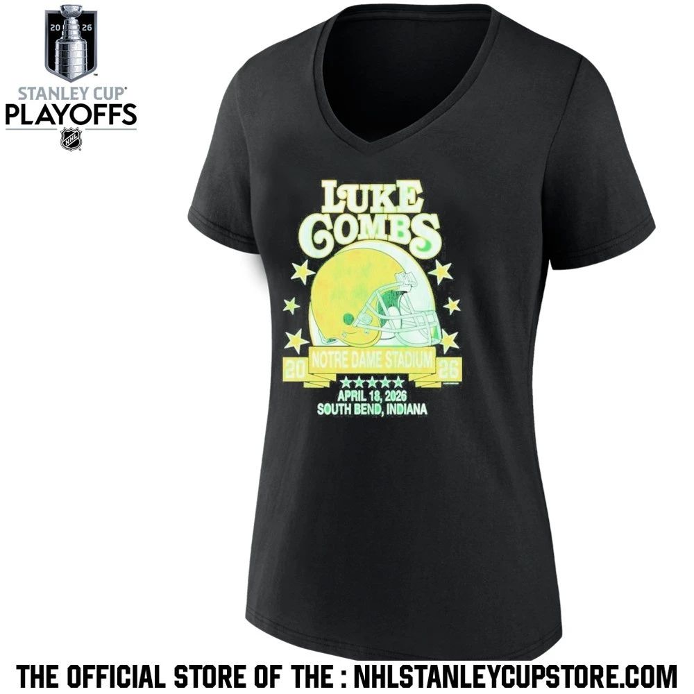Luke Combs South Bend Indiana 2026 Tour Merch Tee At Notre Dame Stadium April 18 2026 Notre Dame Fighting Irish Helmet Shirt