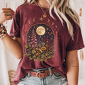 Boho Celestial Moon Spiritual Floral Comfort Tee Unisex , , , Long Sleeve Tee