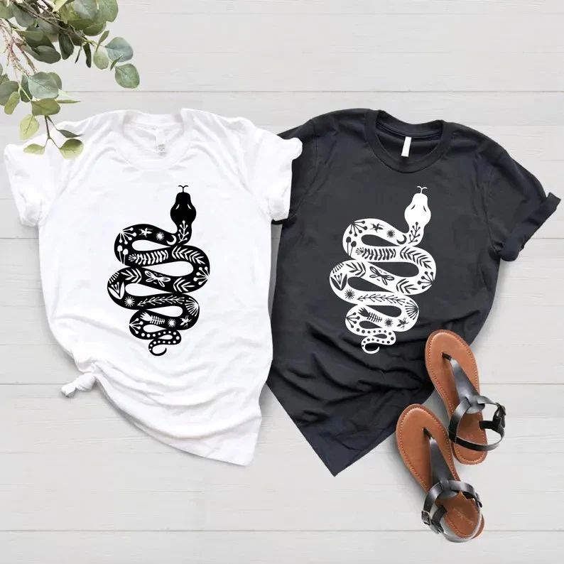 Snake and Flower, Spiritual Shirt, Snake Shirt, Boho Shirt, Floral Snake Shirt, Unisex , , , Long Sleeve Tee