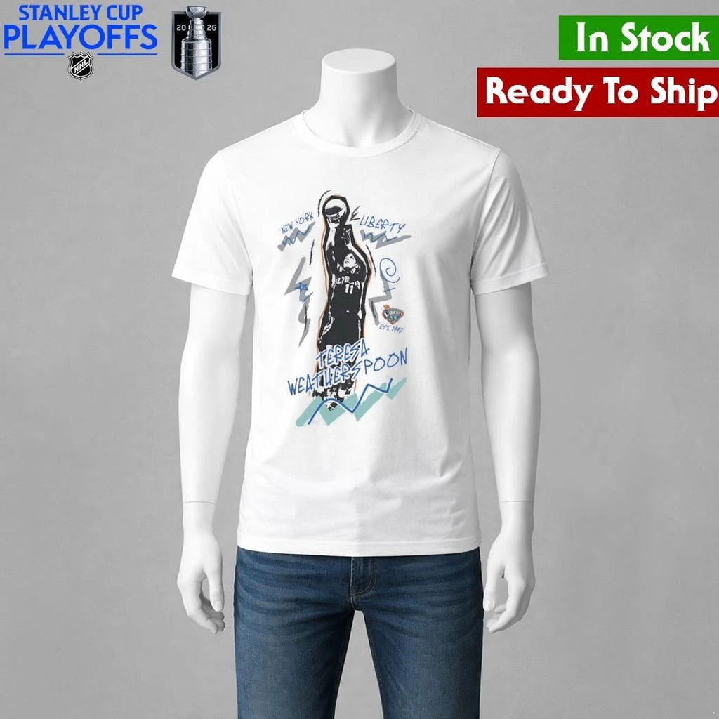 Teresa Weatherspoon New York Liberty Mitchell & Ness Court Origins Chalked Up Shirt Unisex , , , Long Sleeve Tee