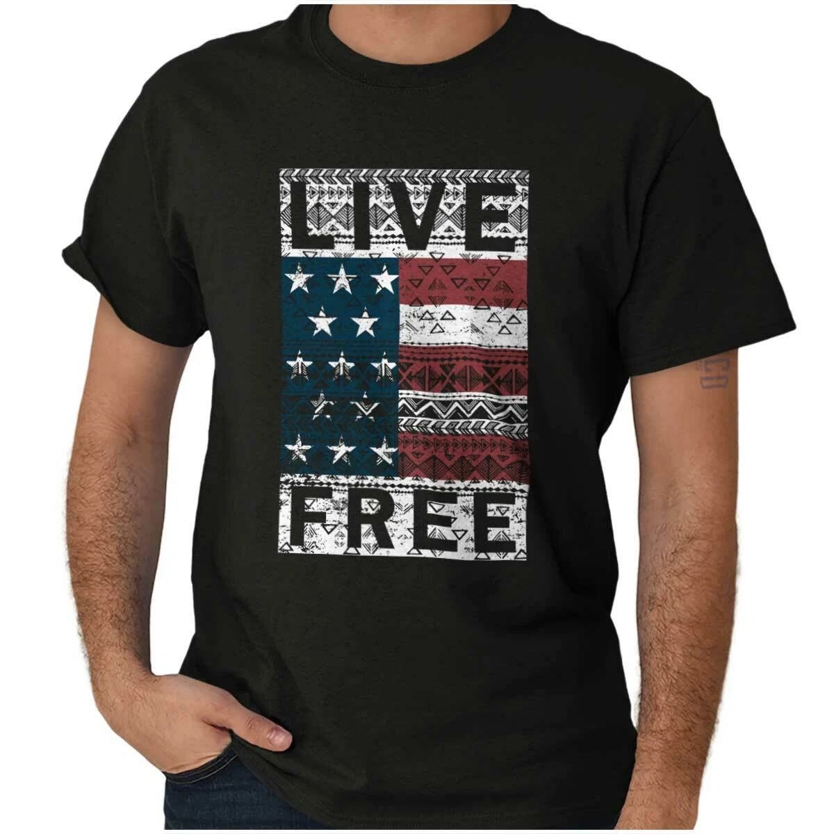 Boho American Pride USA Flag Patriotic Gift Womens or Mens Crewneck T Shirt Tee Unisex , , , Long Sleeve Tee