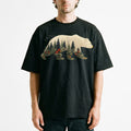 Cream Bear Wildflower Forest Birds Double Exposure Unisex Boho Lover Tee Unisex , , , Long Sleeve Tee