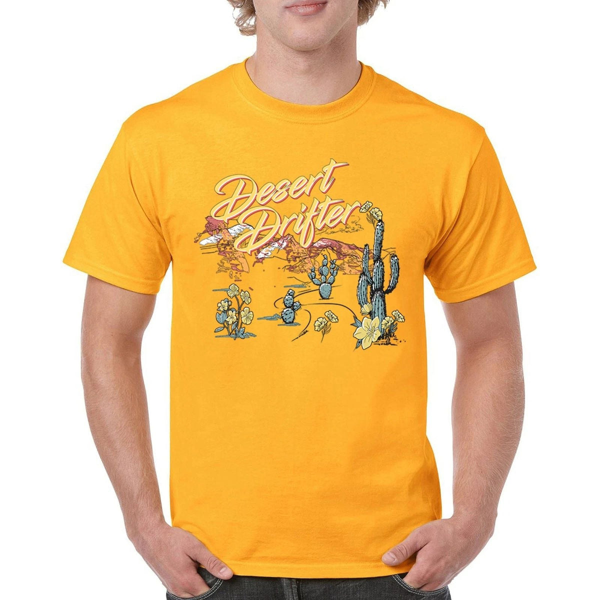 Desert Drifter Vintage Boho Desert Vibe Southwest Cactus Men's Tee Unisex , , , Long Sleeve Tee