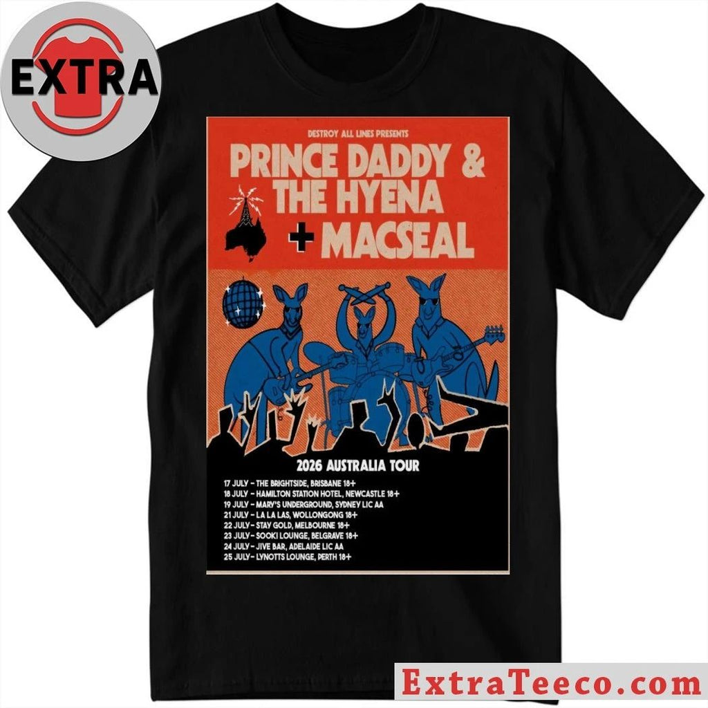 Poster Prince Daddy Hyena Macseal 2026 Australia Tour Tee (1)