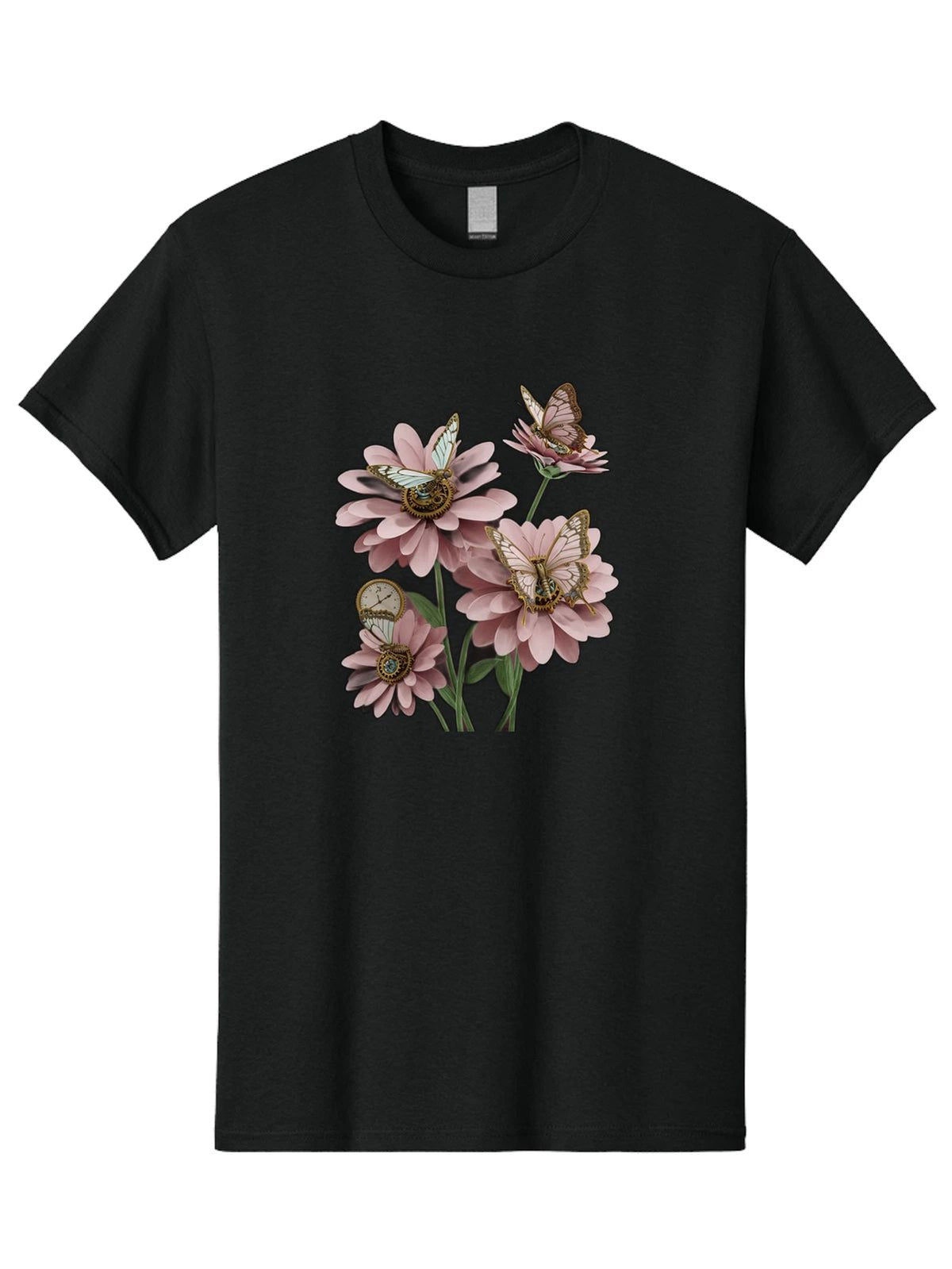 Butterfly-Flowers Mens Graphic Tee, 100% Cotton, Casual Summer Wear Unisex , , , Long Sleeve Tee