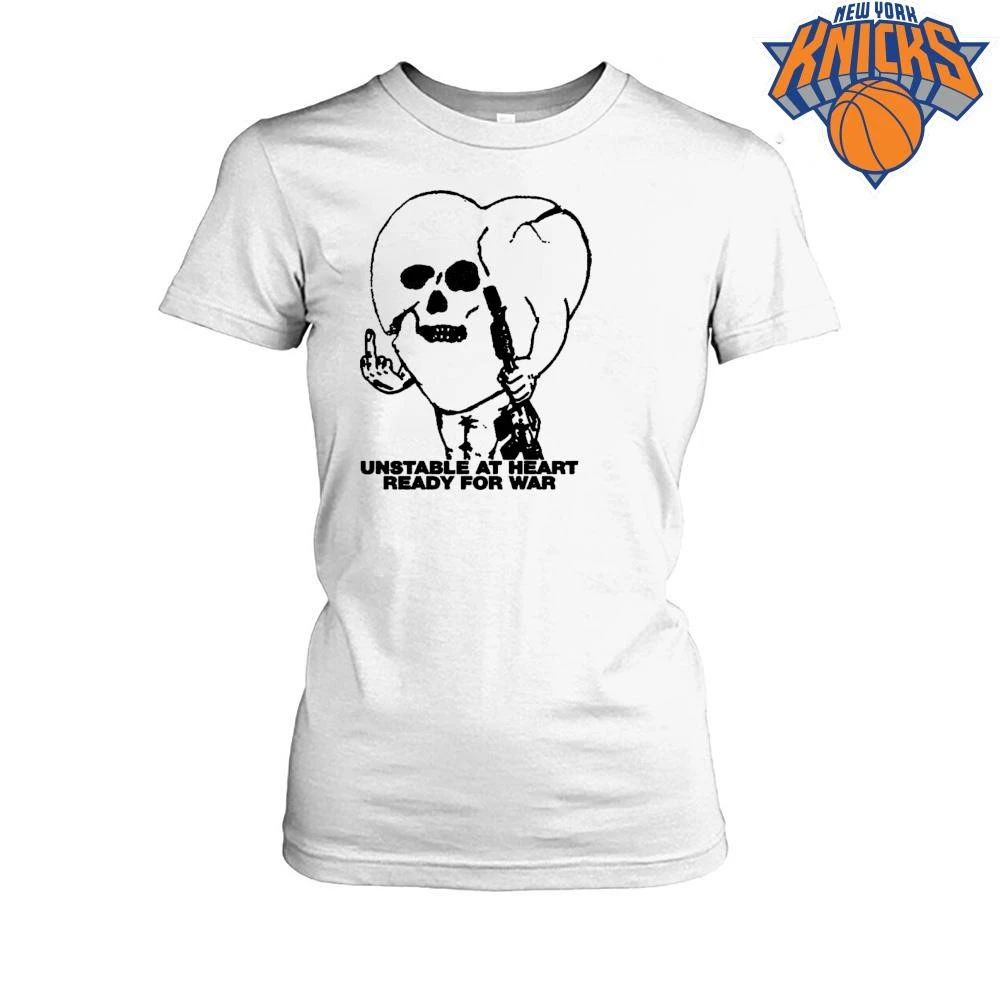 Unstable At Heart Ready For War Skull Heart Holding Gun Middle Finger Streetwear Shirt