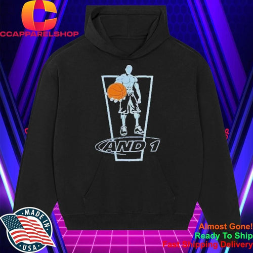 AND1 Basketball Player Holding Ball Graphic Logo Shirt