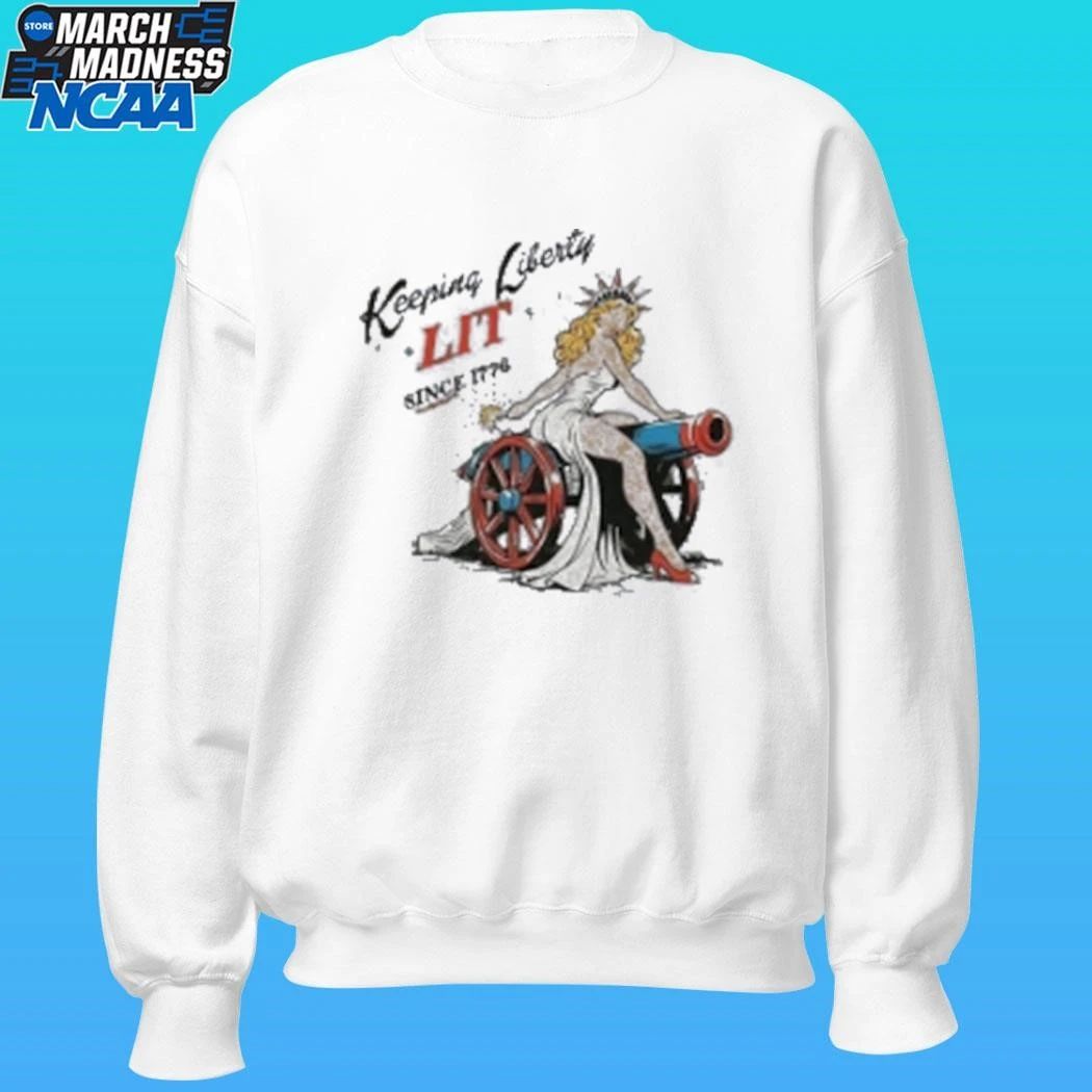 Keeping Liberty Lit Since 1776 Liberty Statue Shirt Unisex , , , Long Sleeve Tee