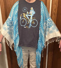 Upcycled BIKE T Shirt Handmade BOHO PONCHO TOP Fringed Sleeves Fashion One SZ Unisex , , , Long Sleeve Tee