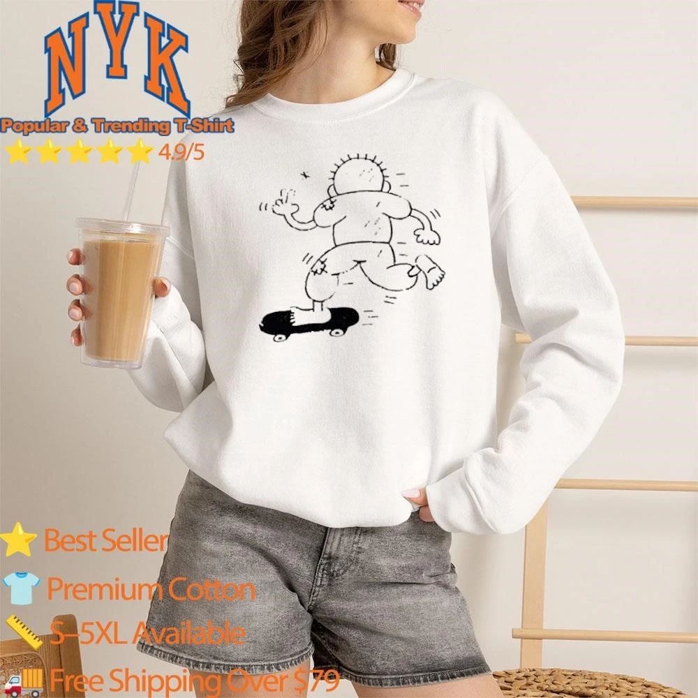 Keith Haring Style Minimalist Running Boy Skateboard Sketch shirt