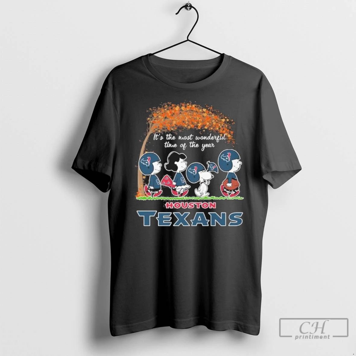 Premium The Peanuts X Houston Texans Its The Most Wonderful Time Of The Year Unisex , , , Long Sleeve Tee