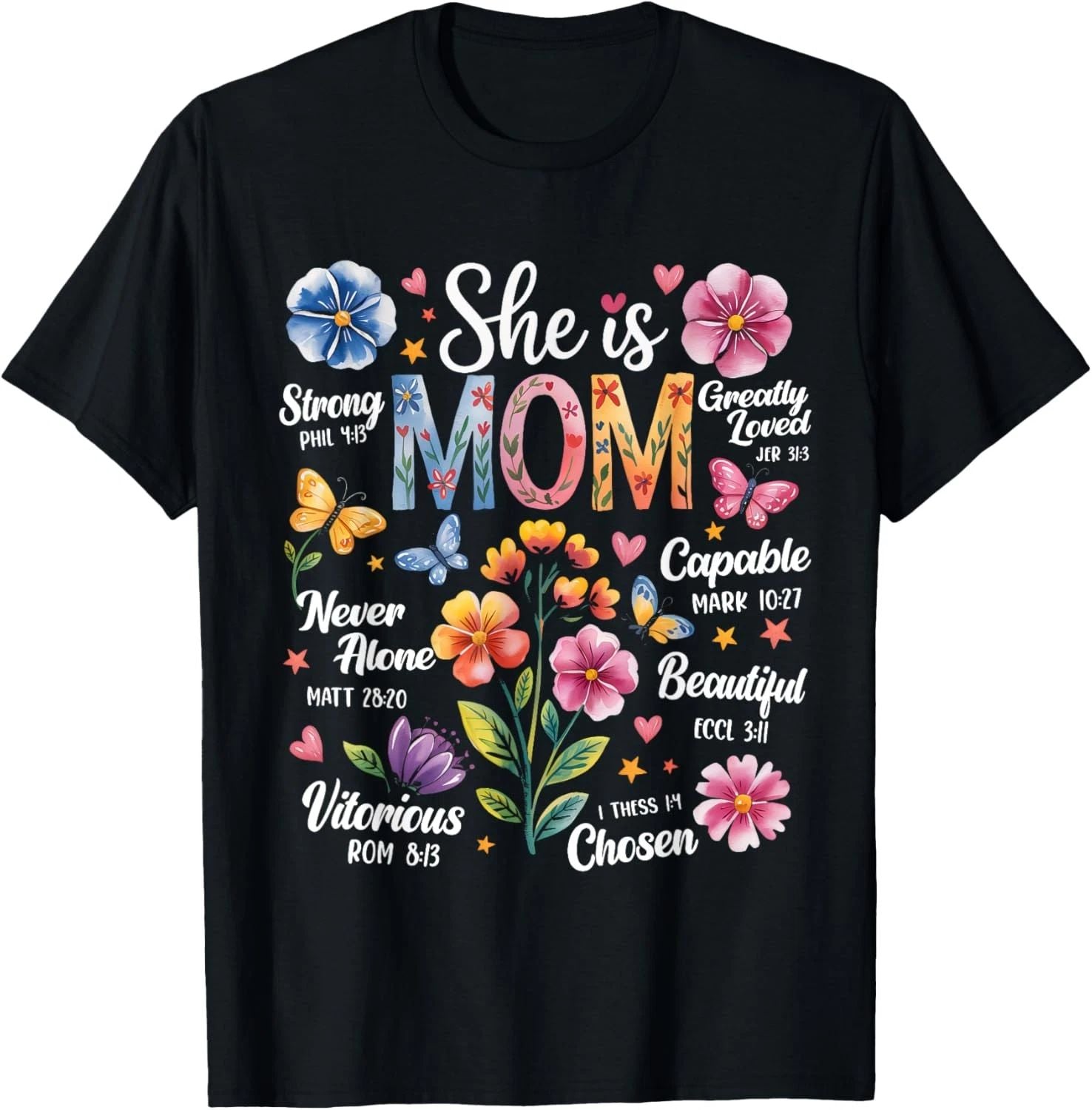She Is Mom Bible Verses Christian Boho Floral Mother's Day Unisex , , , Long Sleeve Tee