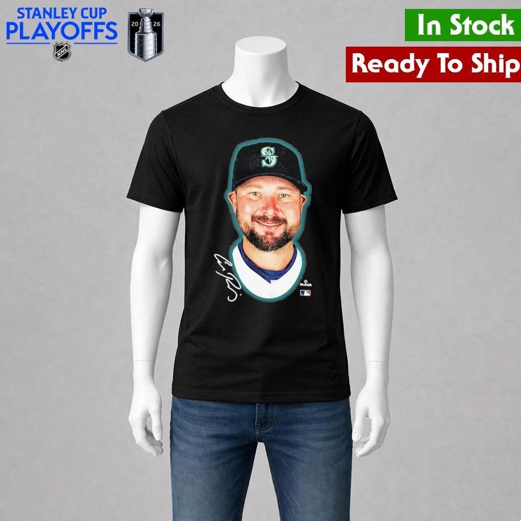 Seattle Mariners Cal Raleigh Outerstuff Black Headliner Shirt Unisex , , , Long Sleeve Tee