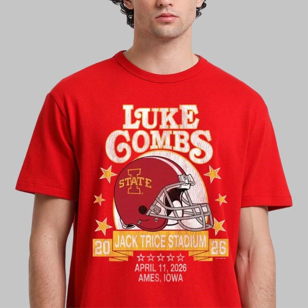 Luke Combs Ames Iowa 2026 Exclusive Tour At Jack Trice Stadium April 11 2026 Iowa State Cyclones Helmet Shirt
