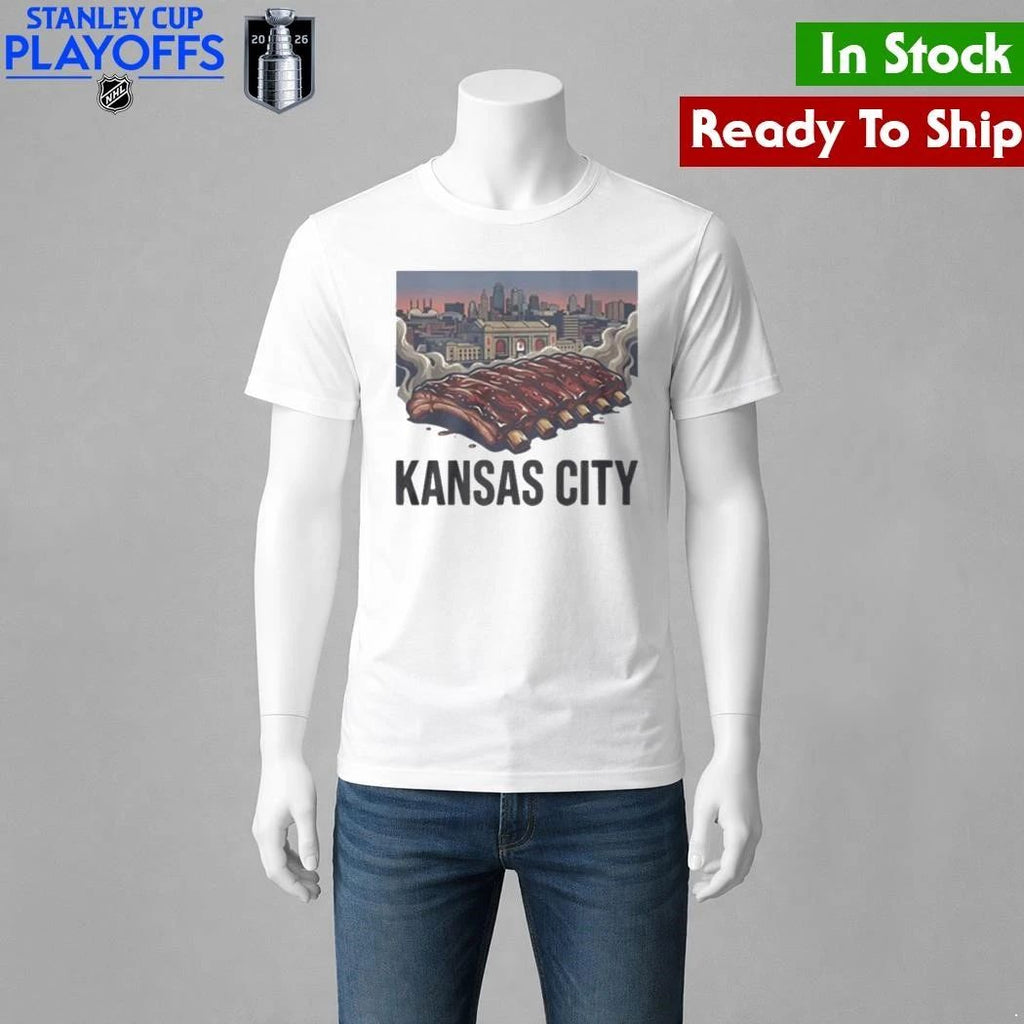 Kansas City Missouri BBQ Ribs Skyline Shirt Unisex , , , Long Sleeve Tee