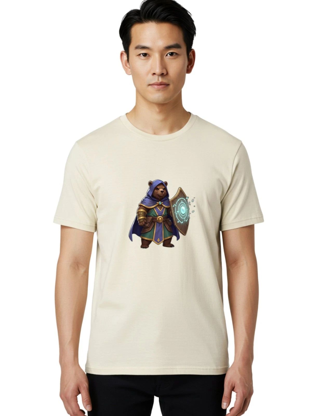Guardian-Bear Mens Graphic Tee, 100% Cotton, Casual Summer Wear Unisex , , , Long Sleeve Tee