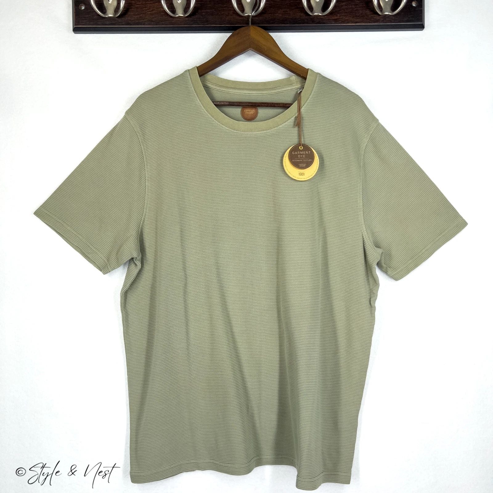 Common People Waffle Knit Tee Shirt Cozy Ribbed Sage Green Size XL NWT $75 Unisex , , , Long Sleeve Tee