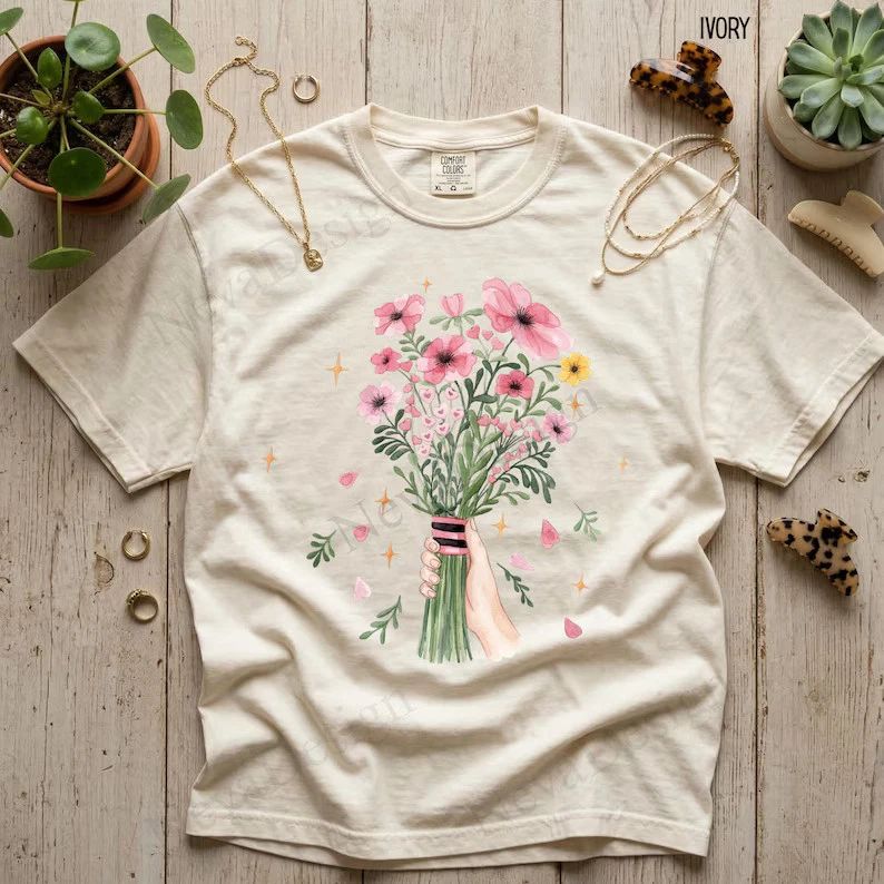 Vintage Flower Comfort Tee Boho Style Shirt Soft Casual Top Gift Her Unisex , , , Long Sleeve Tee