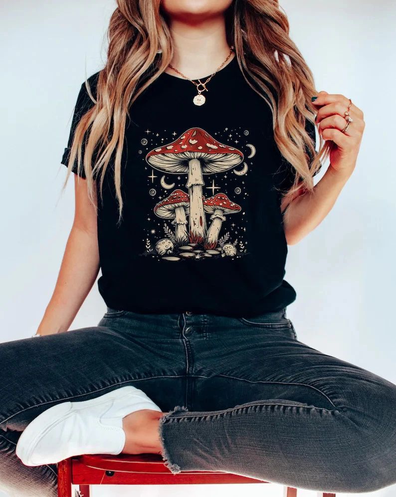 Boho Mushroom Comfort Tee Unisex , , , Long Sleeve Tee