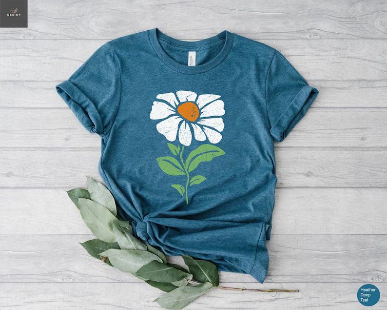 Boho Daisy Flower Botanical Comfort Tee Shirt Nature Lover Gift Top Unisex , , , Long Sleeve Tee