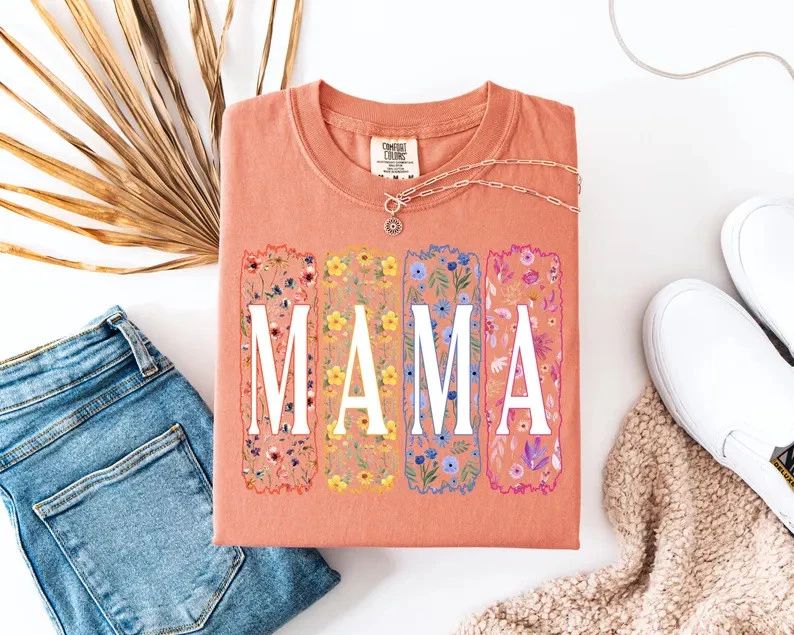 Boho Floral Mama Graphic Comfort Tee Unisex , , , Long Sleeve Tee