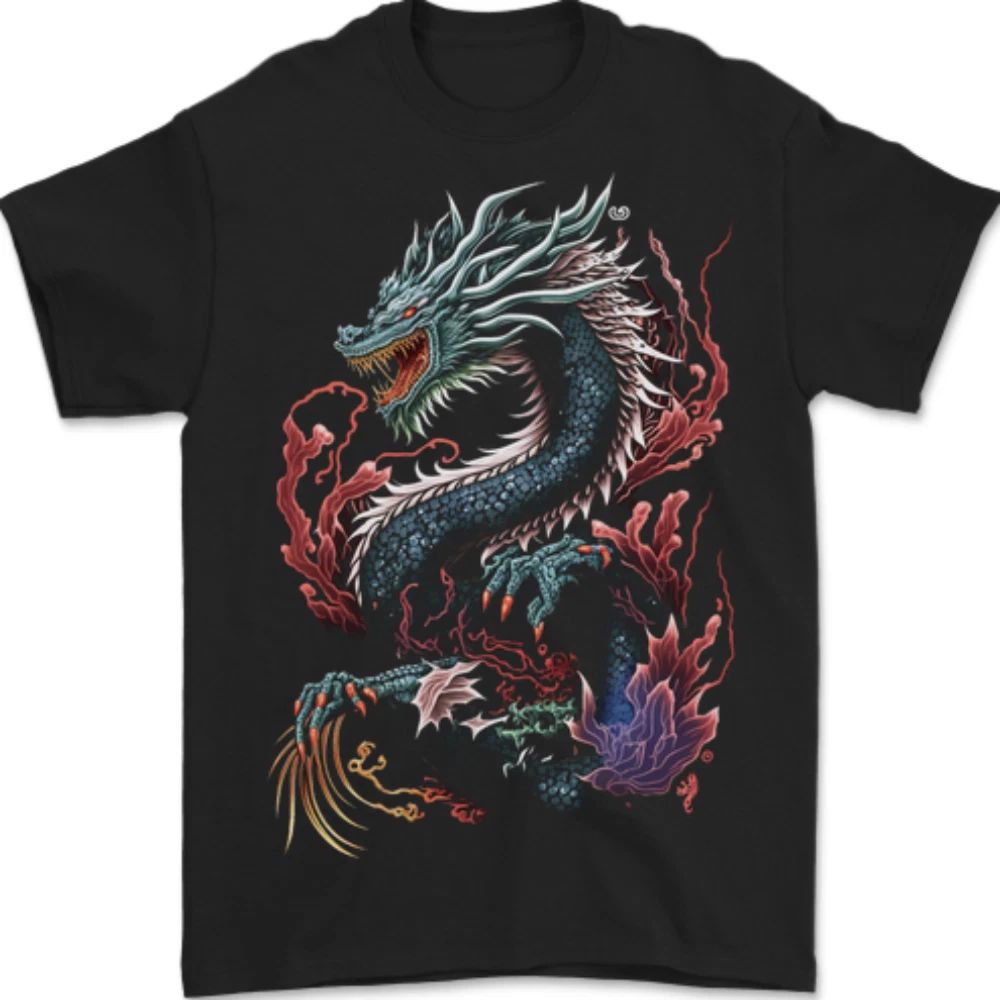 Fantasy Fire Dragon 7 Mens 100% Cotton Unisex , , , Long Sleeve Tee