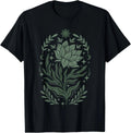 Sage & Green Flowers Sun Crescent Moon Boho Floral Celestial Unisex , , , Long Sleeve Tee