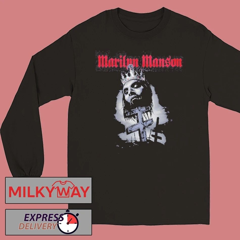 Marilyn Manson Impaled Double Cross Black shirt Unisex , , , Long Sleeve Tee