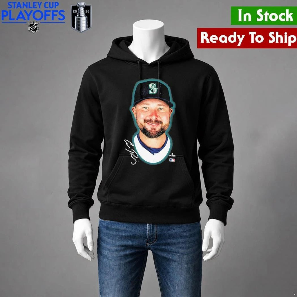 Seattle Mariners Cal Raleigh Outerstuff Black Headliner Shirt Unisex , , , Long Sleeve Tee