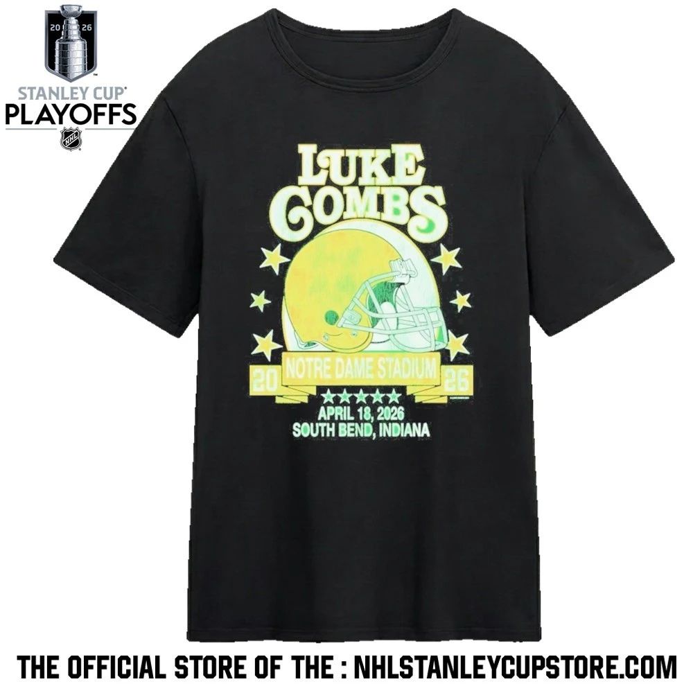 Luke Combs South Bend Indiana 2026 Tour Merch Tee At Notre Dame Stadium April 18 2026 Notre Dame Fighting Irish Helmet Shirt