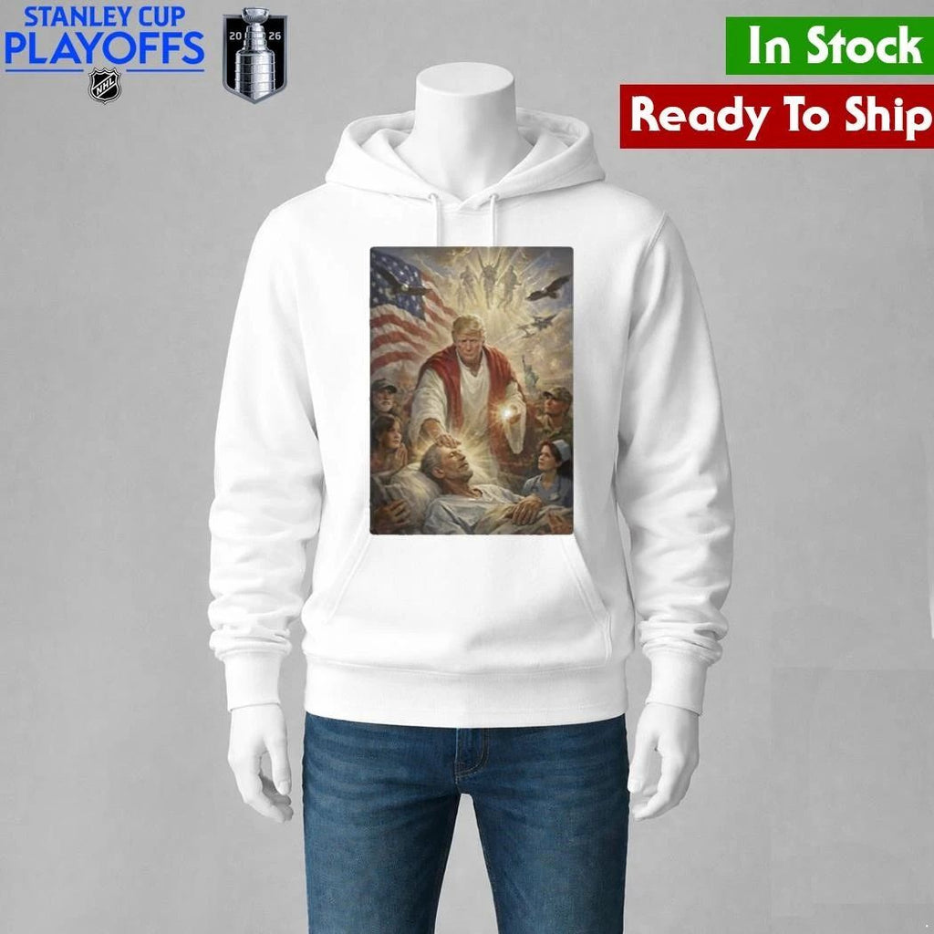 Trump Jesus Patriotic Healing Scene 2026 Humor Shirt Unisex , , , Long Sleeve Tee