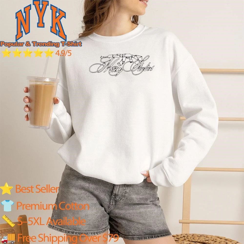 Misery Studios Cursive Script Typography With Broken AK47 Rifle Graphic Shirt