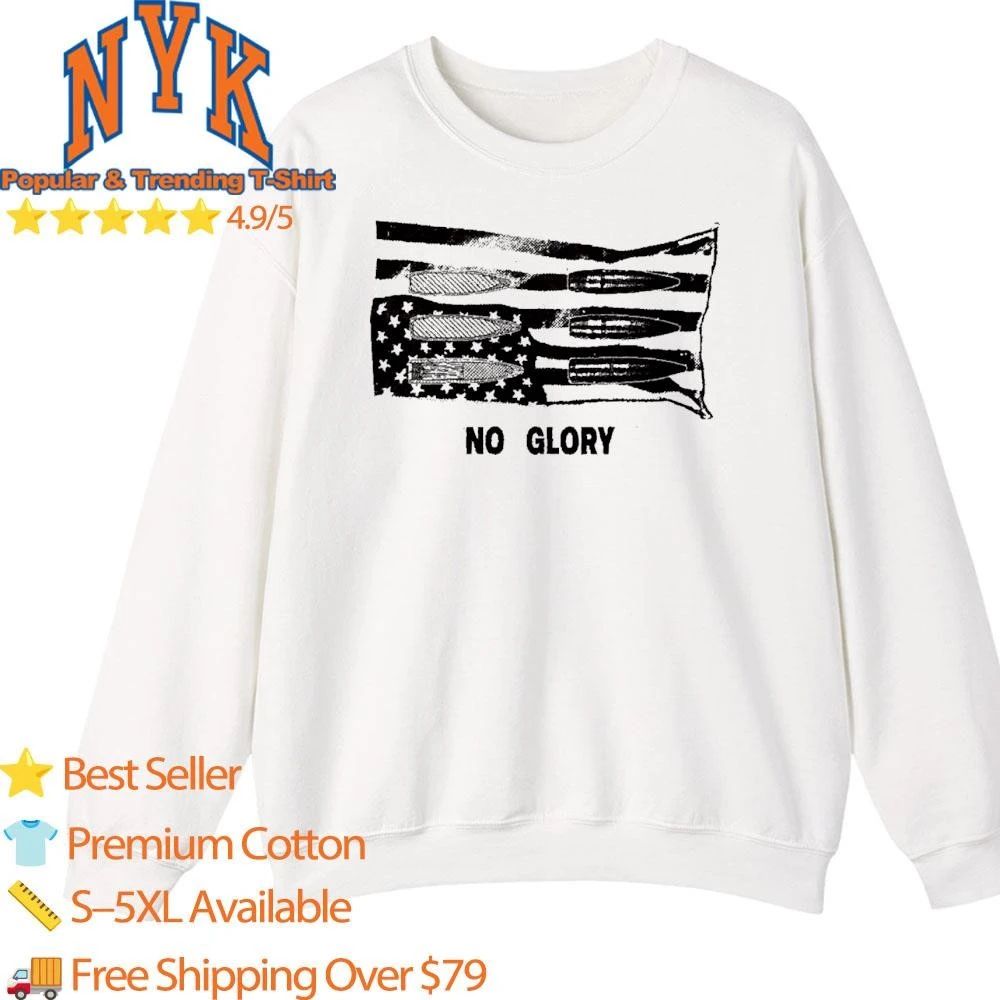 No Glory Bullet Flag Punk Rock Grunge Skull Military Shirt