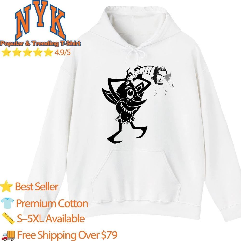 Vintage 1950s Black Imp Goblin Playing Retro Vinyl Record Player Shirt