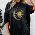 Boho Celestial Moon and Radiant Sun Spiritual Pattern , Mystical Shirt, A Unisex , , , Long Sleeve Tee