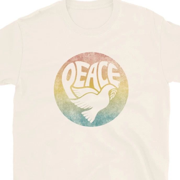 Peace Shirt Women Hippie Boho Rainbow Dove Heart Graphic Tee Vintage Love Unisex , , , Long Sleeve Tee