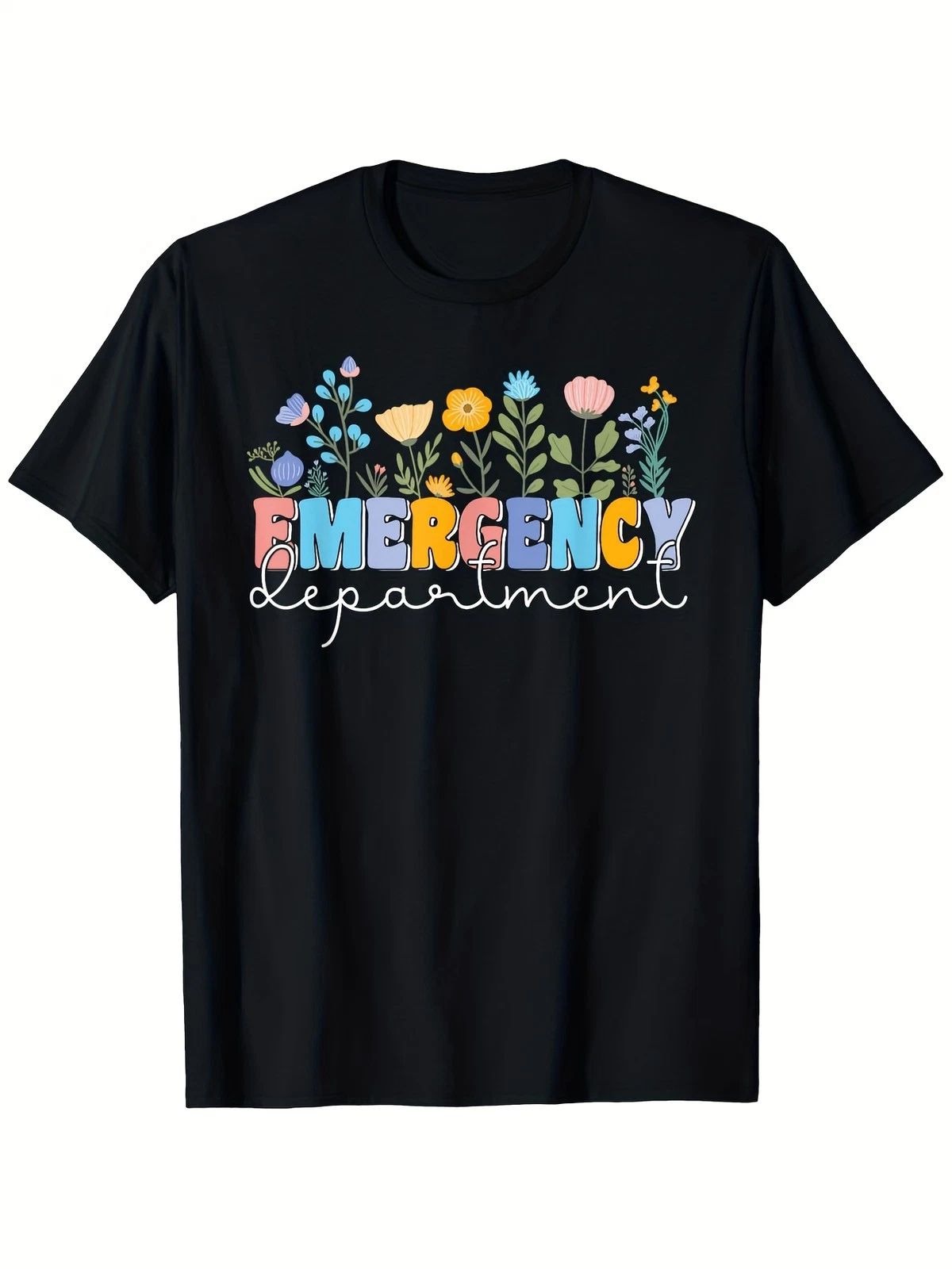 New Retro Boho Floral Emergency Department Nurse - Unisex Adult,Short S Unisex , , , Long Sleeve Tee