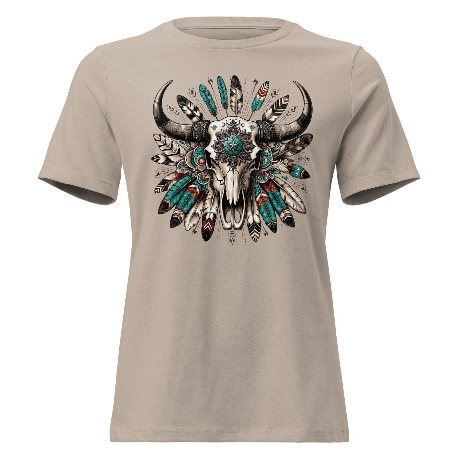Boho Animal Skull Women's Relaxed Unisex , , , Long Sleeve Tee