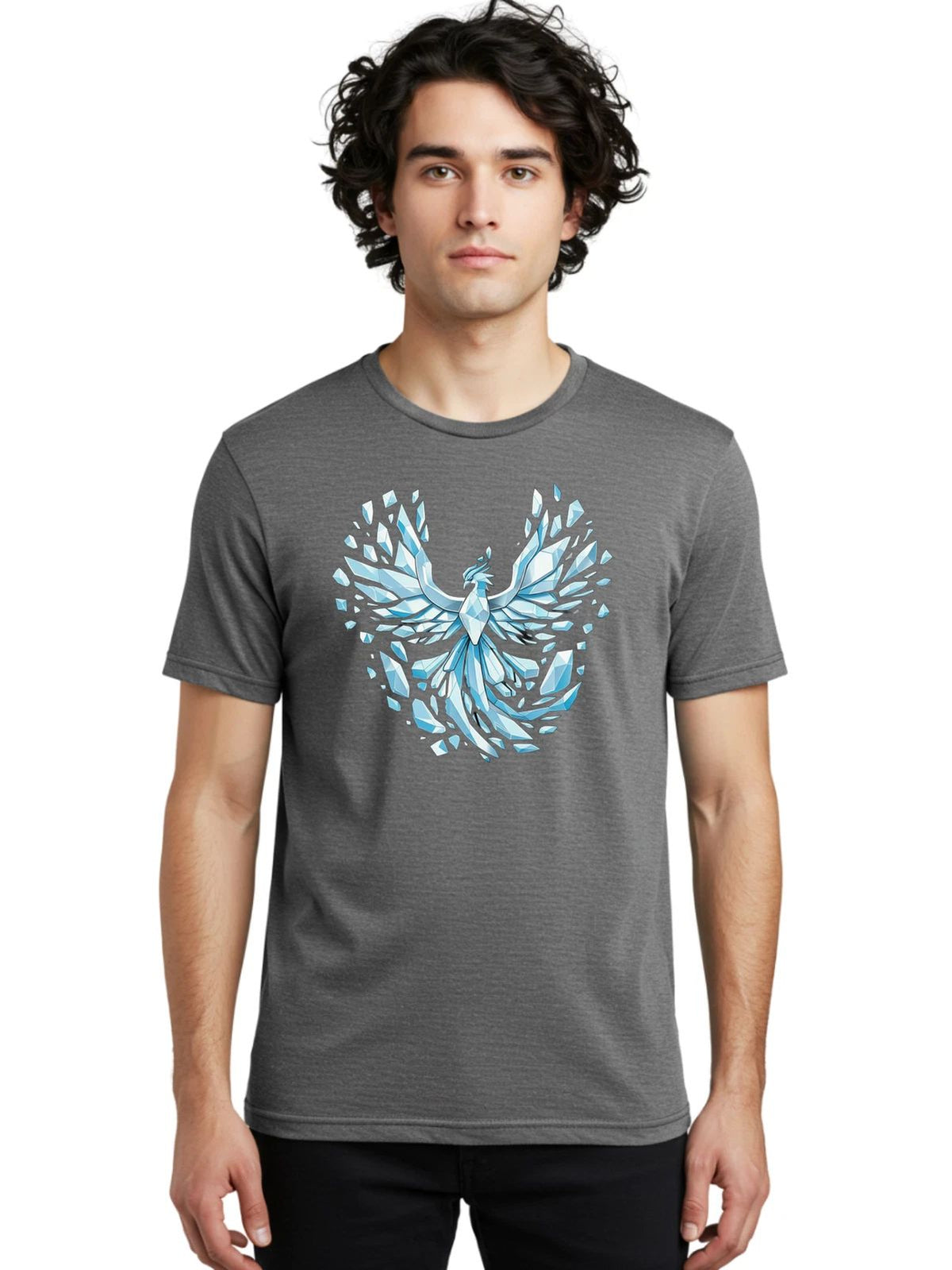 Crystal-Phoenix-1 Mens Graphic Tee, 100% Cotton, Casual Summer Wear Unisex , , , Long Sleeve Tee
