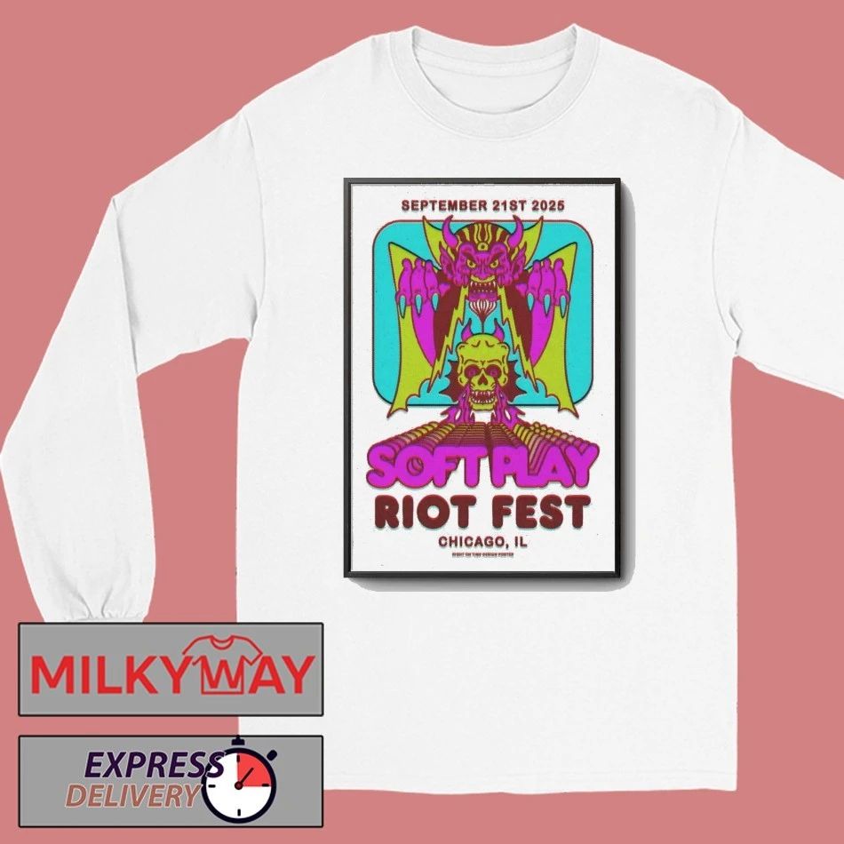 Soft Play September 21, 2025 Riot Fest in Chicago, IL Poster shirt Unisex , , , Long Sleeve Tee