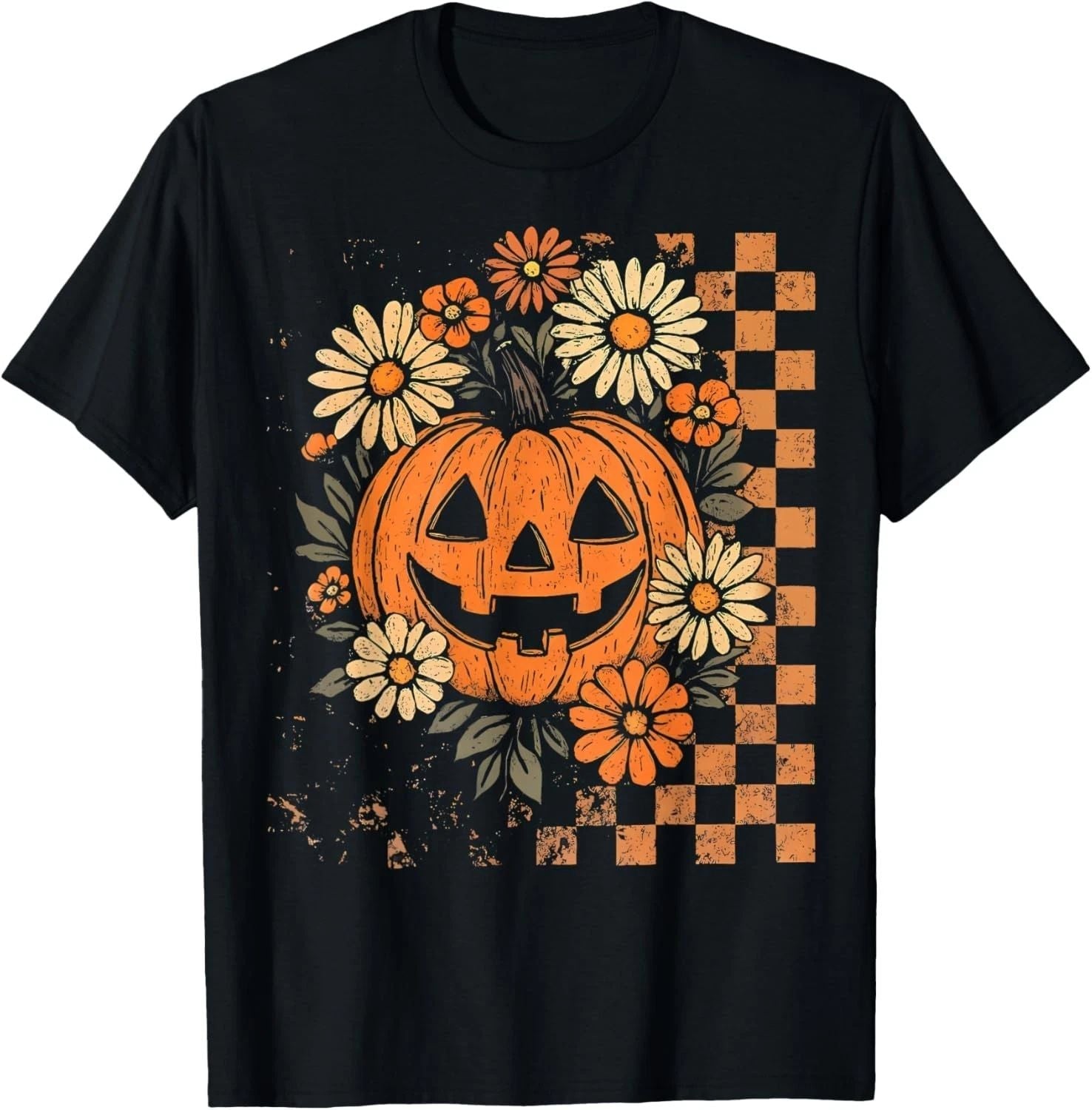Vintage Floral Boho Pumpkin Cute Halloween Fall unisex Unisex , , , Long Sleeve Tee
