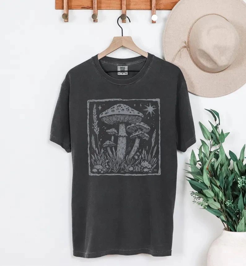 Boho Psychedelic Mushrooms Comfort Tee Hippie Aesthetic Soft Gift Unisex , , , Long Sleeve Tee