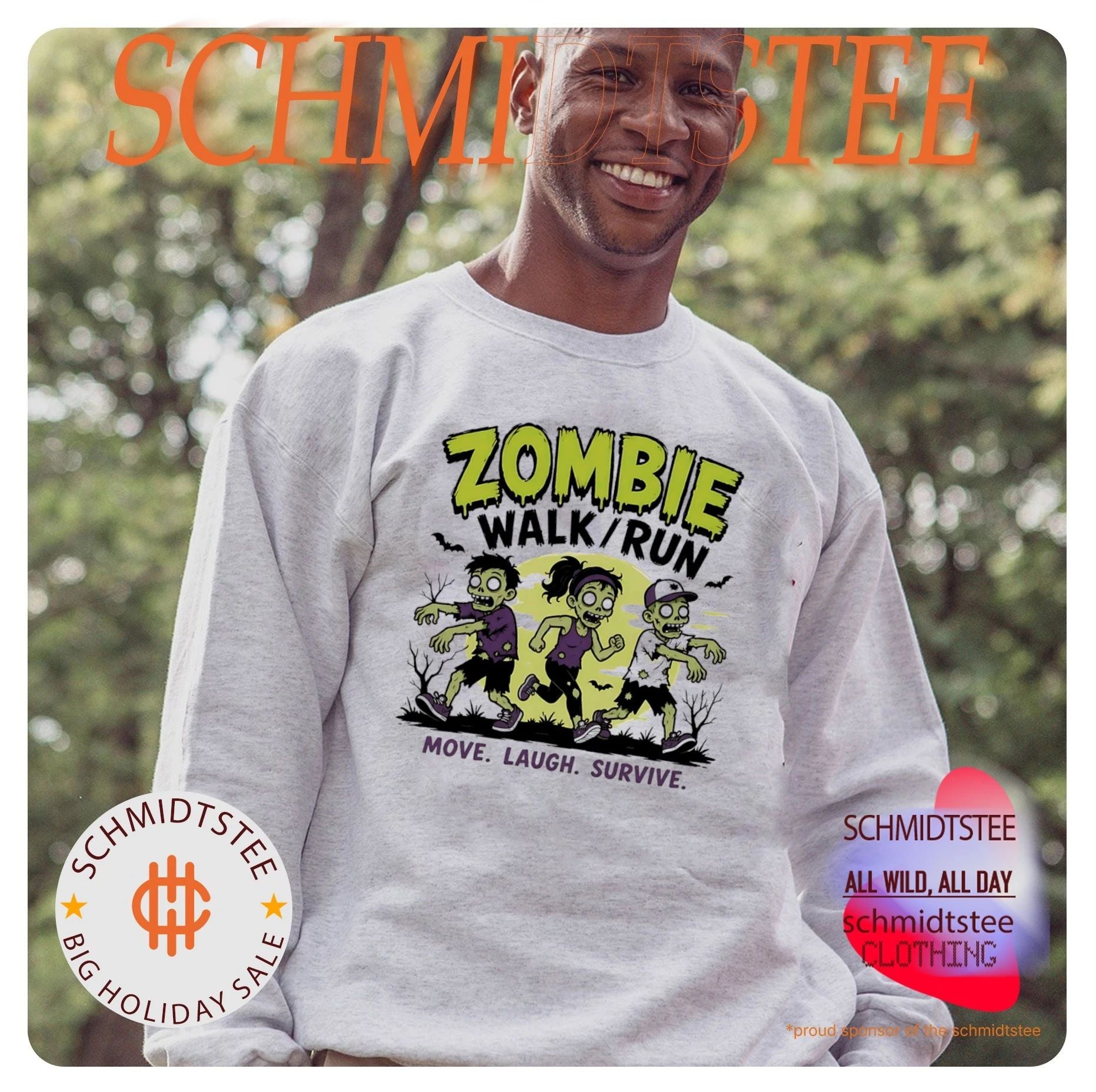Zombie walk run move laugh survive shirt