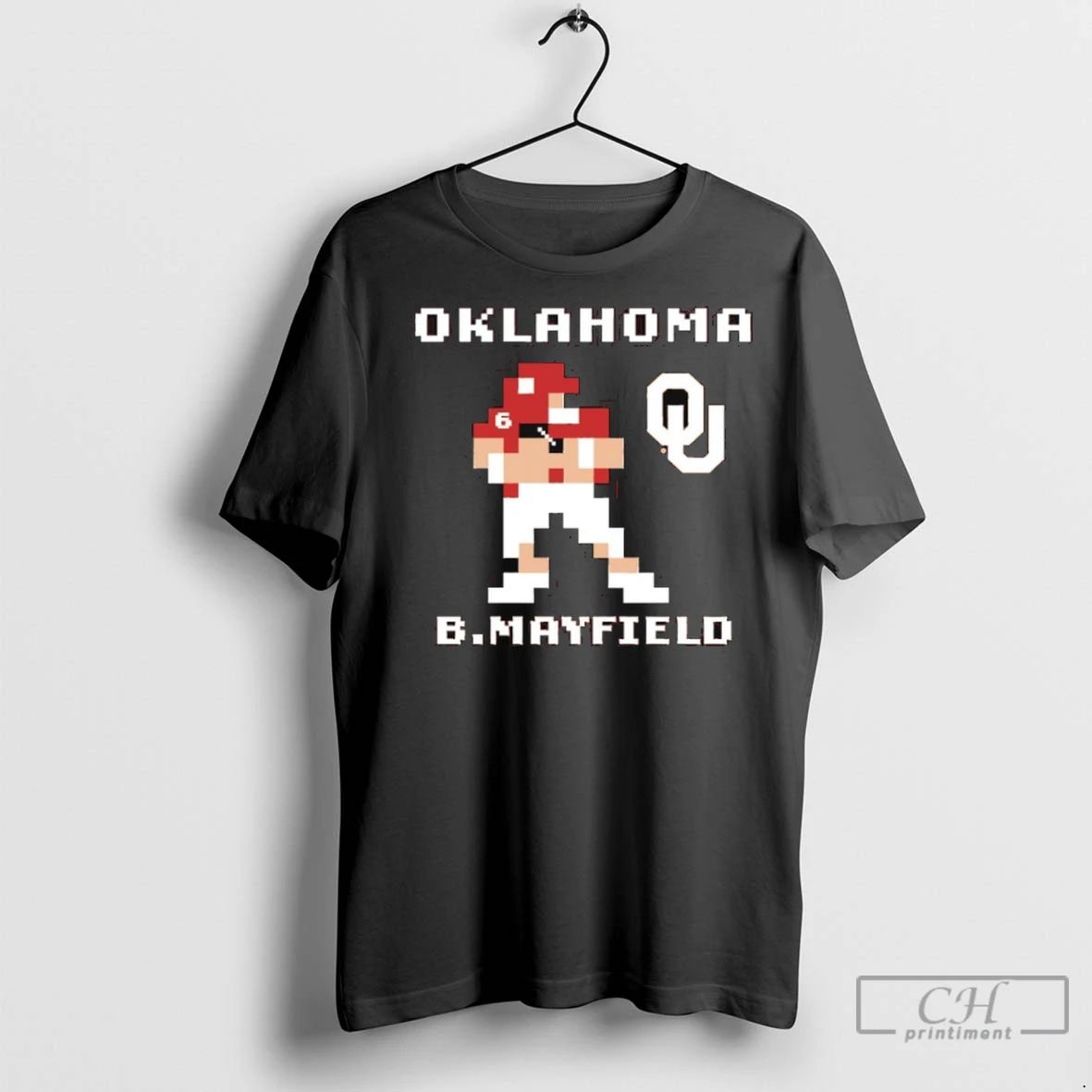 Premium Oklahoma Sooners Football Baker Mayfield Pixel Unisex , , , Long Sleeve Tee