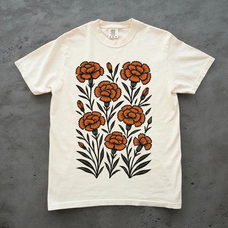 Retro Boho Marigold Graphic Comfort Tee Vintage Style Unisex , , , Long Sleeve Tee
