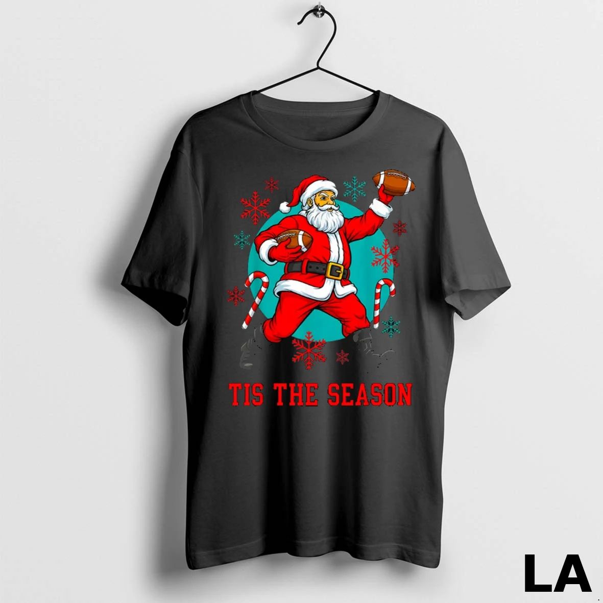 Original Santa Playing American Football Ugly Christmas Unisex , , , Long Sleeve Tee