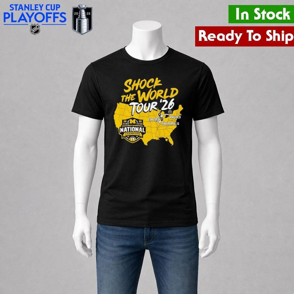 Michigan Wolverines MBB 2026 National Champions Shock the World Tour Shirt Unisex , , , Long Sleeve Tee