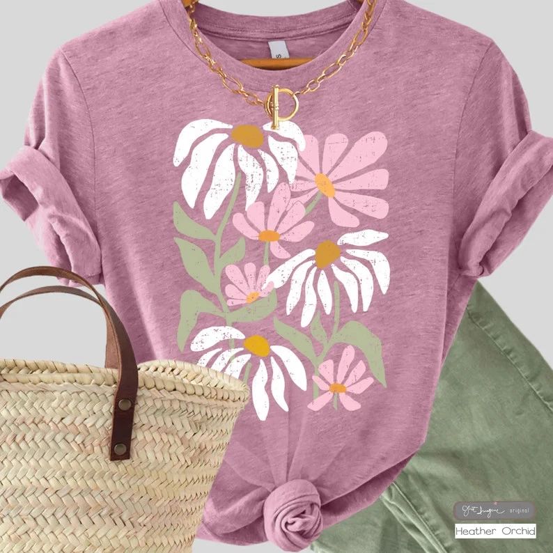 Pastel Garden Flower Comfort Tee Botanical Boho Style Unisex , , , Long Sleeve Tee