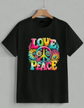 Love Peace Sign Graphic Retro Hippie Boho Flower Power Rainbow Unisex Unisex , , , Long Sleeve Tee