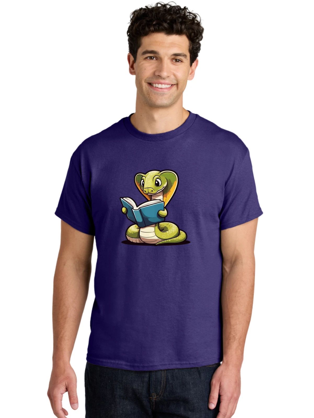 Snake-Reading Mens Graphic Tee, 100% Cotton, Casual Summer Wear Unisex , , , Long Sleeve Tee